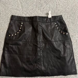 Zara Black Faux Leather Mini Skirt with Stud Detail